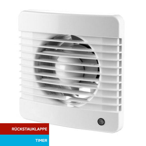Basic Badlüfter Ø150mm mit Nachlauf - weiß