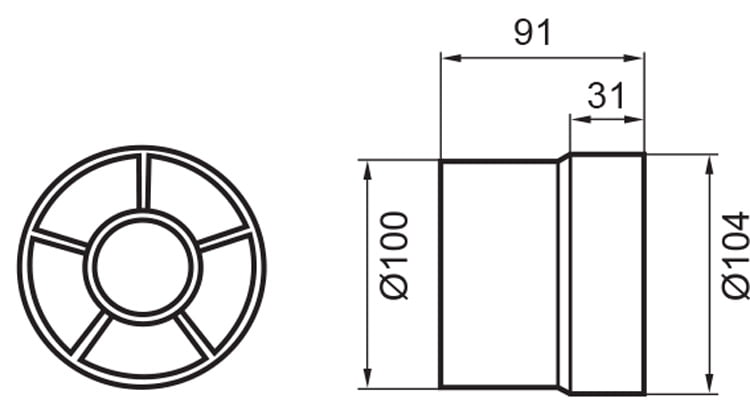 Rohrventilator 100 mm weiß Basis - RestpostenOutlet