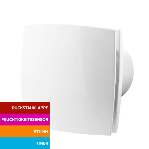 Silent Ventilator Ø125mm mit Feuchtigkeitssensor und Nachlauf - weiß