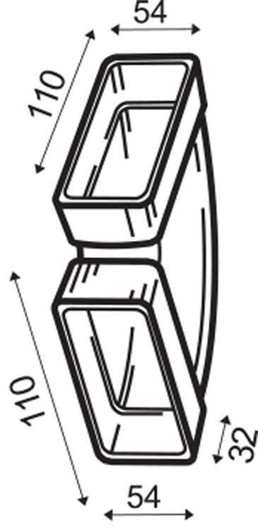 Bogen 90° für Flachkanal  horizontal 110 x 54 mm