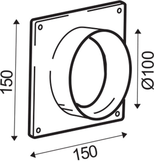 Maueranschluss Kunststoff weiß 150×150 mm für Ø100 mm