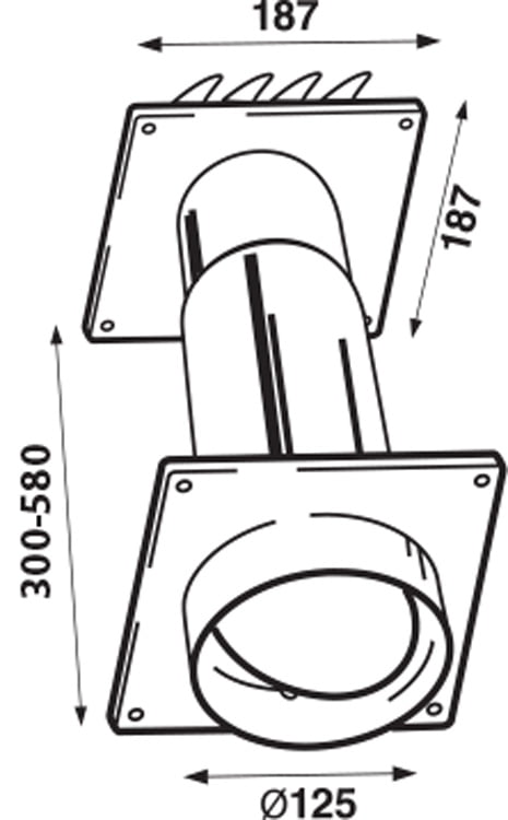 Abluft-Mauerkasten mit Verschluss-/Rückstauklappe – Ø125mm