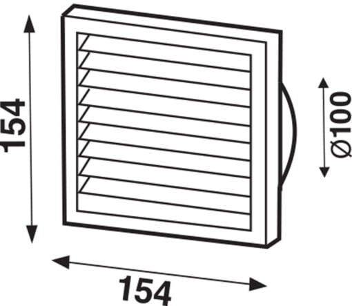 Lüftungsgitter mit Fliegengaze, braun 154×154 mm für Ø100 mm